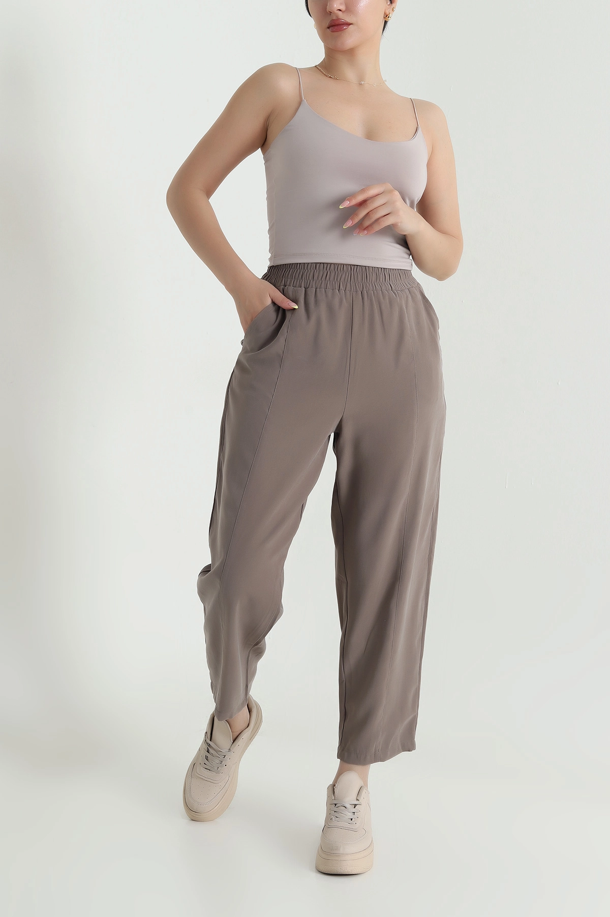 Beli Lastikli Diagonel Modal Kadın Pantolon 467498
