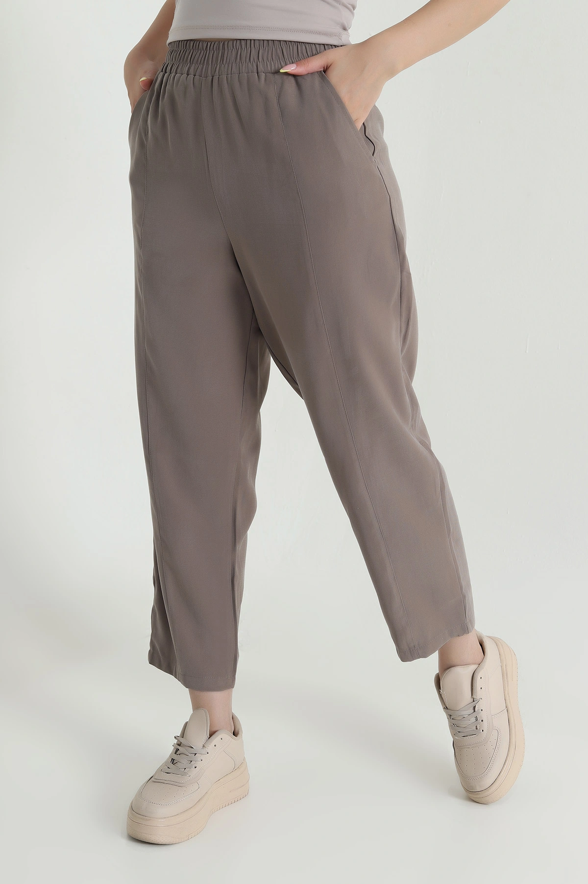 Beli Lastikli Diagonel Modal Kadın Pantolon 467498