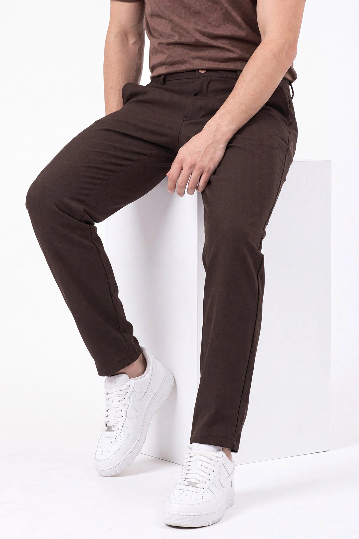 Kahverengi Beli Lastikli Double Kumaş Erkek Pantolon 472196
