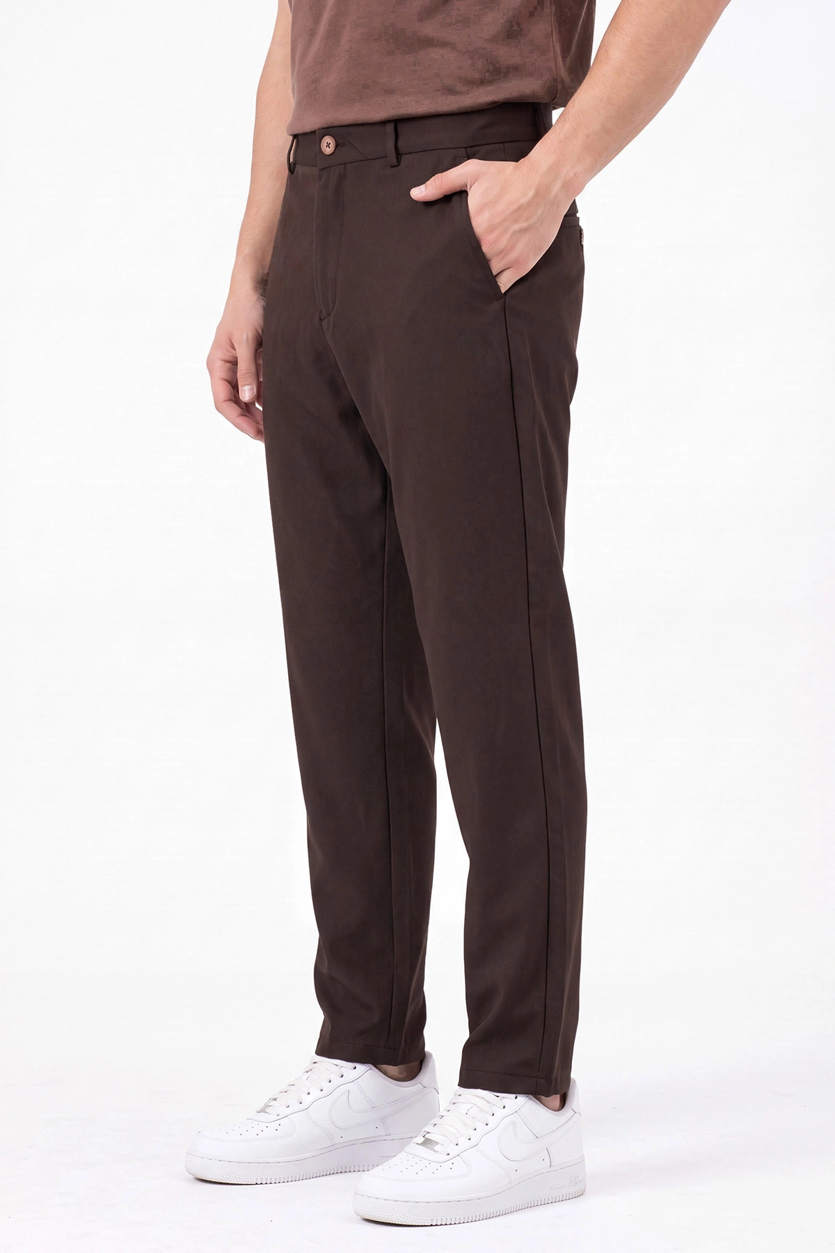 Kahverengi Beli Lastikli Double Kumaş Erkek Pantolon 472196