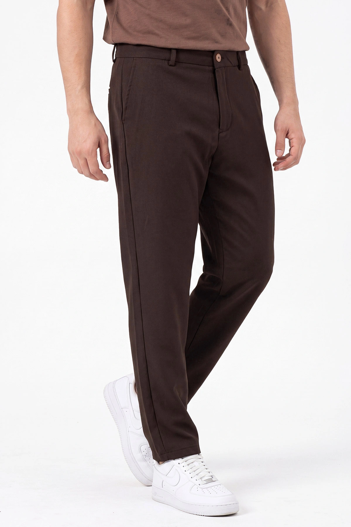 Kahverengi Beli Lastikli Double Kumaş Erkek Pantolon 472196