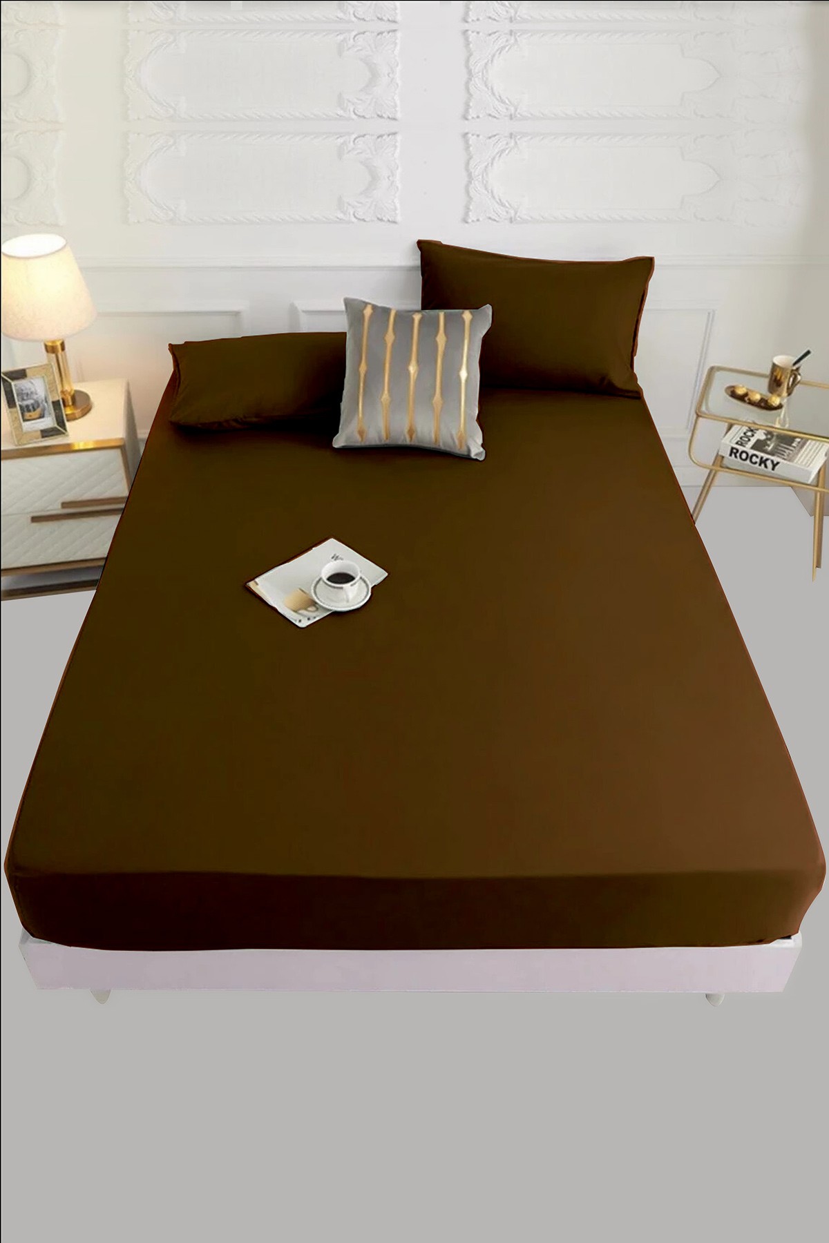 160x200 Kahverengi Bella Home Ranforce Lastik Çarşaf Seti 205401
