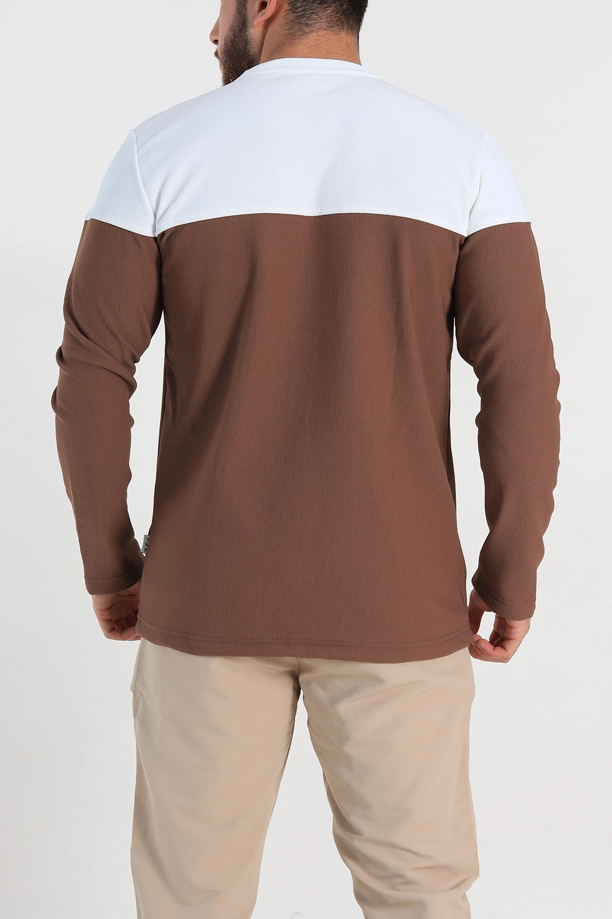 Kahverengi Beyaz Regular Fit Kabartma Baskılı Erkek Sweatshirt 305867