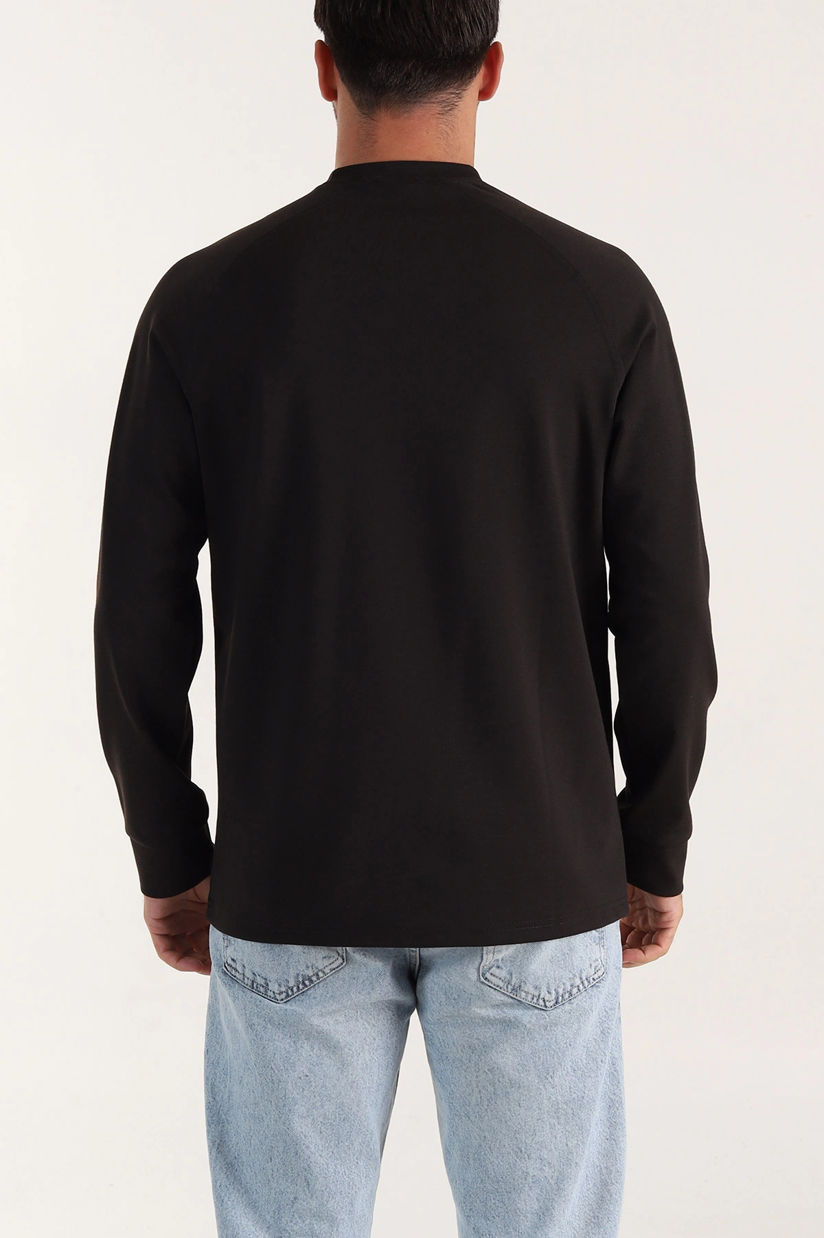 Kahverengi Bisiklet Yaka Uzun Kollu Erkek Sweatshirt 396981