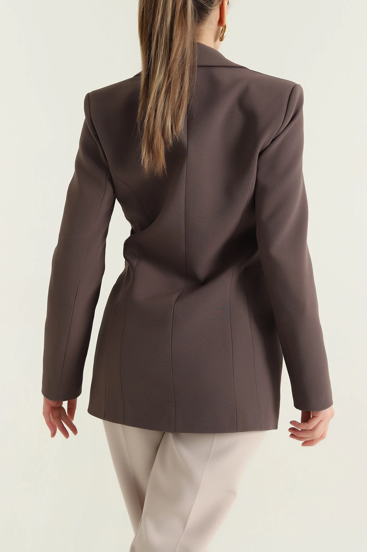 Kahverengi Blazer Atlas Kadın Ceket 429783