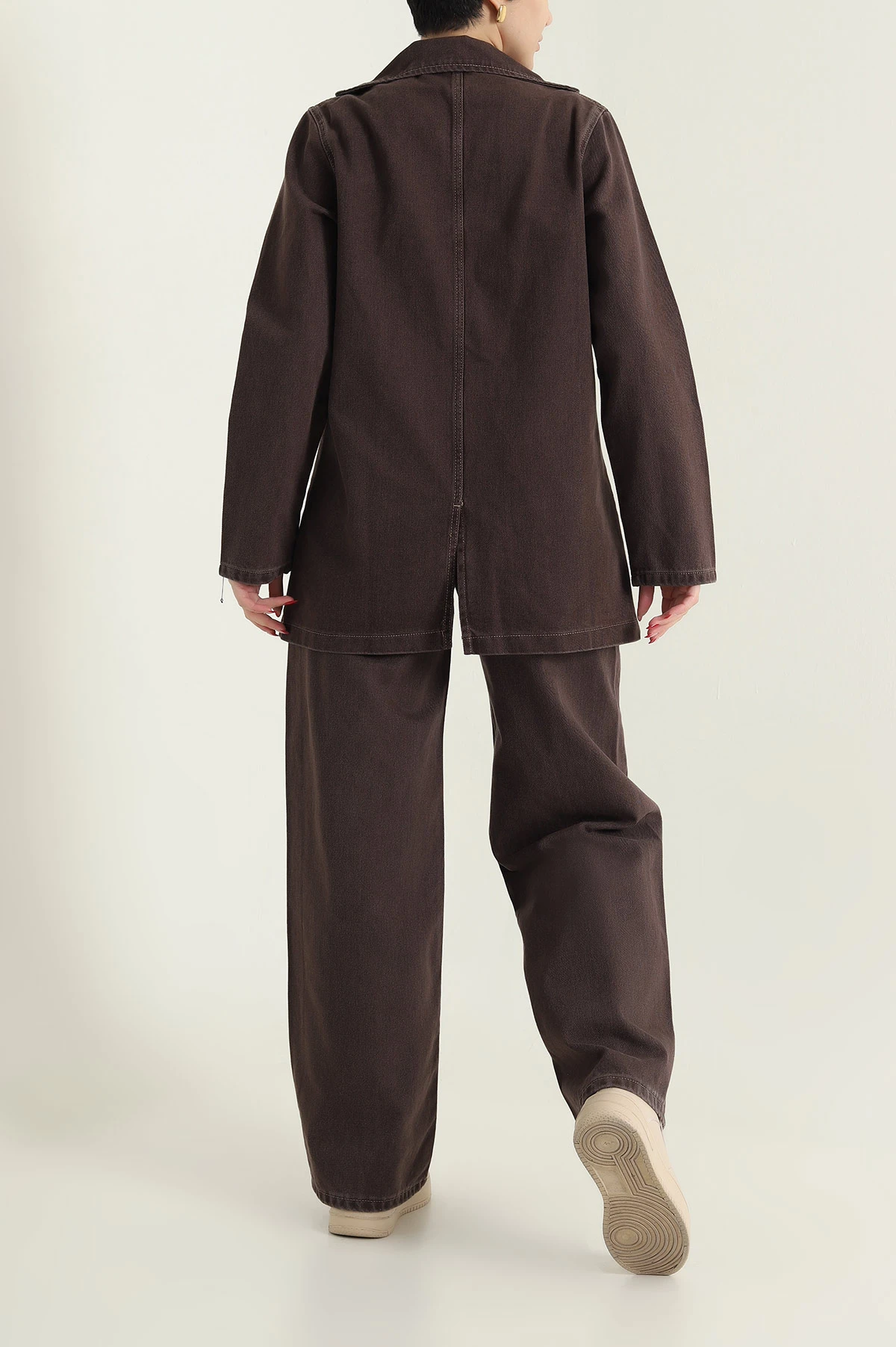Kahverengi Blazer Ceket Pantolon Kadın Kot İkili Takım 436010
