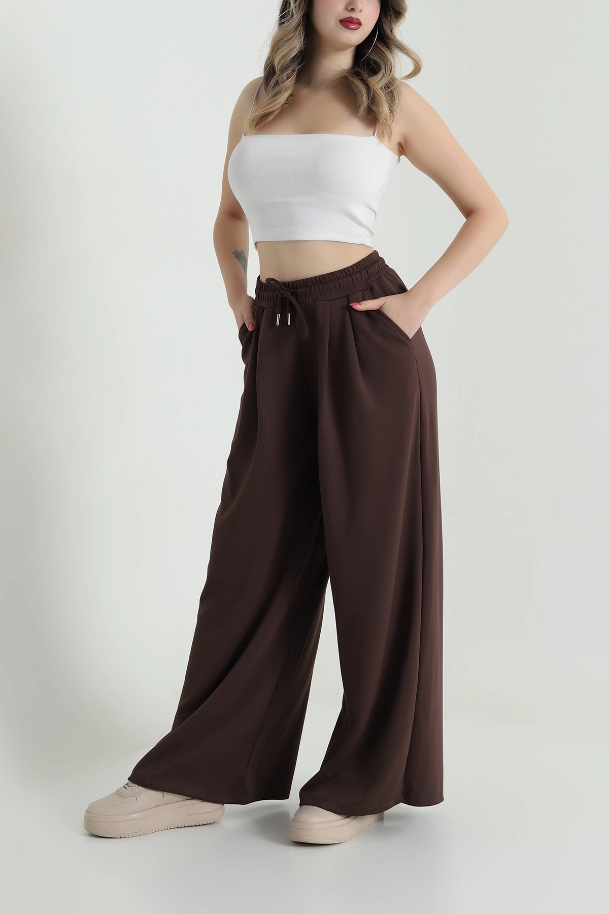 Kahverengi Bol Paça Oysho Kadın Pantolon 493263