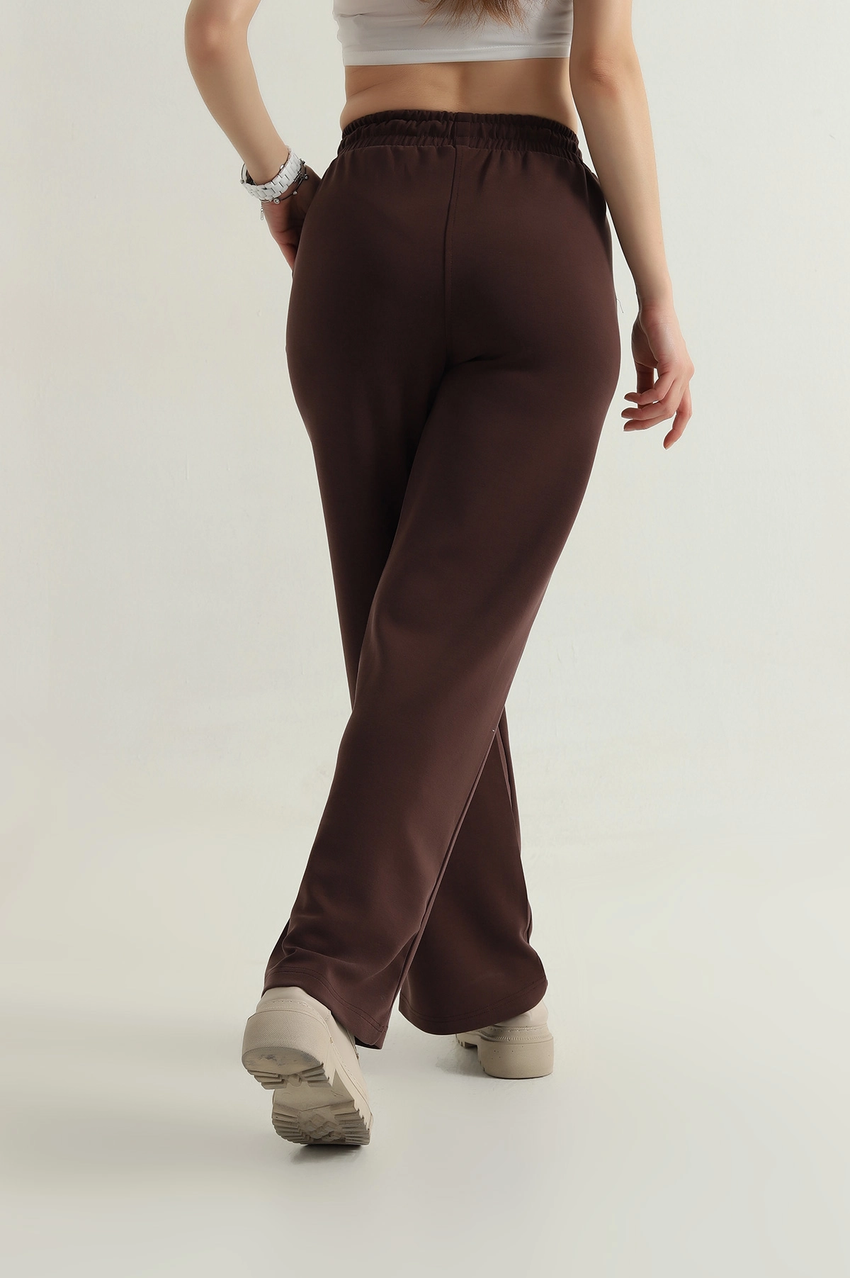 Kahverengi Cepli Bel Lastikli Modal Kadın Pantolon 412533