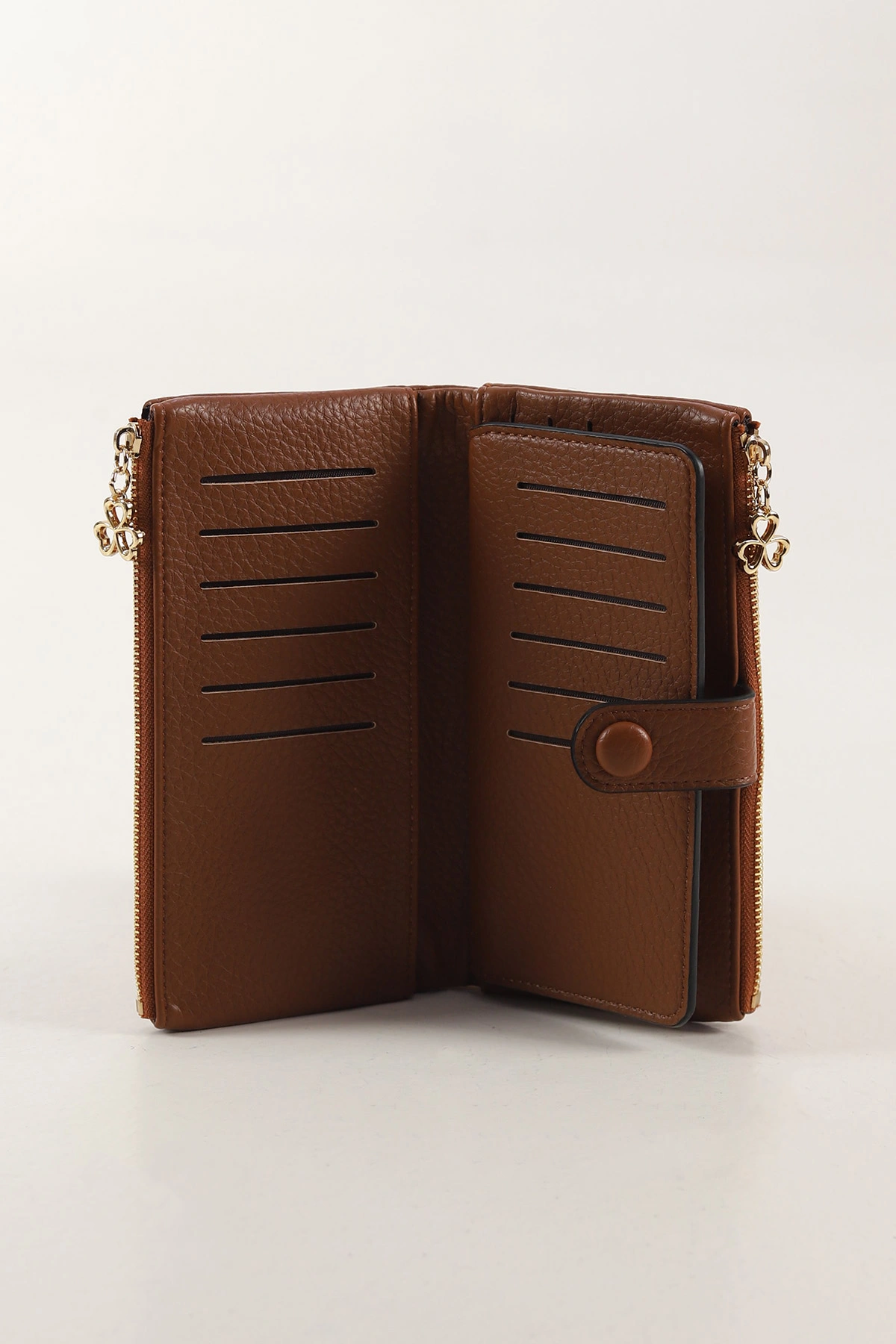 Kahverengi Çıt Çıt Kapaklı Bol Gözlü Kadın Cüzdan 446170