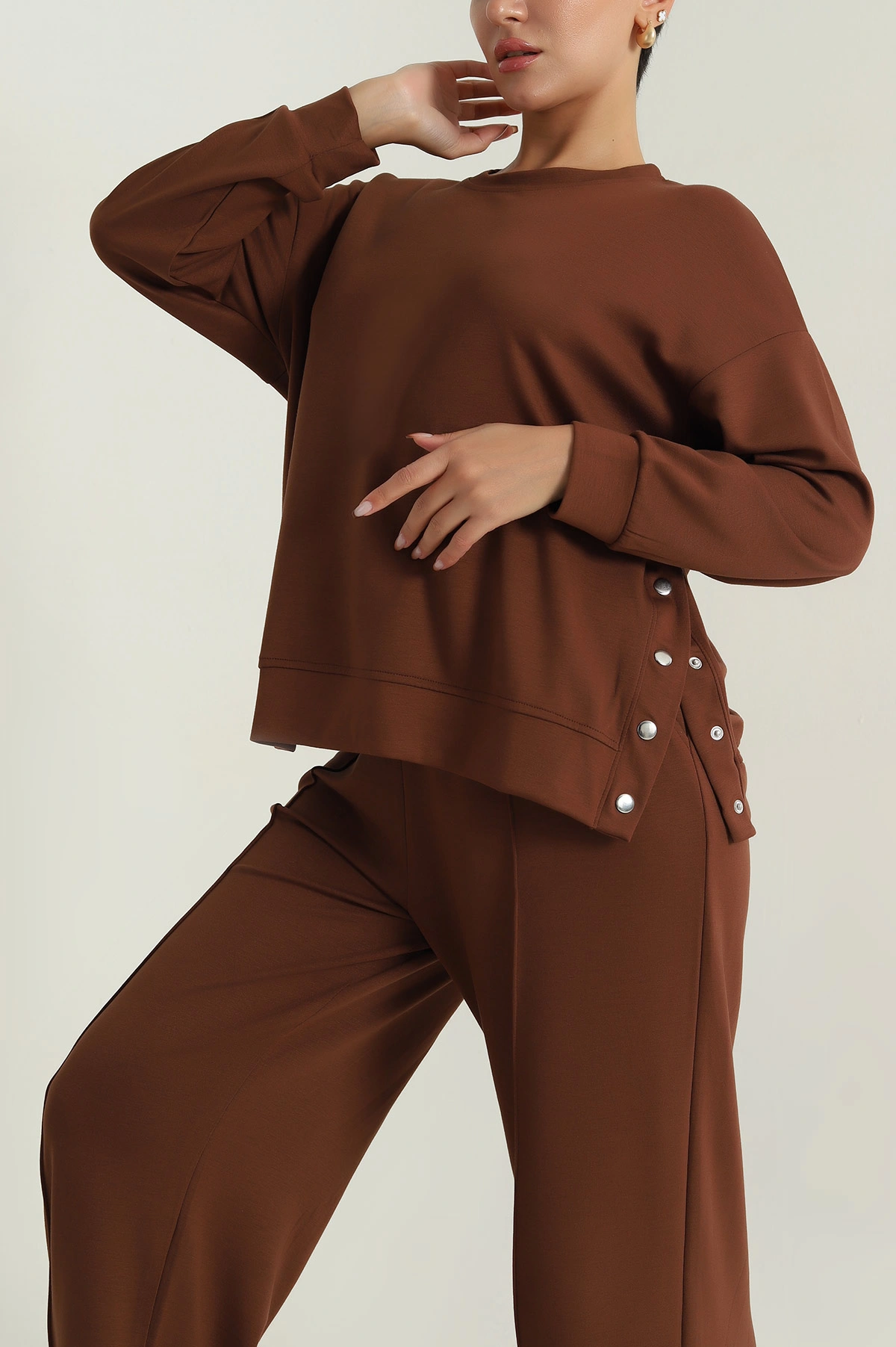 Kahverengi Çıt çıtlı Kadın İkili Takım 389480