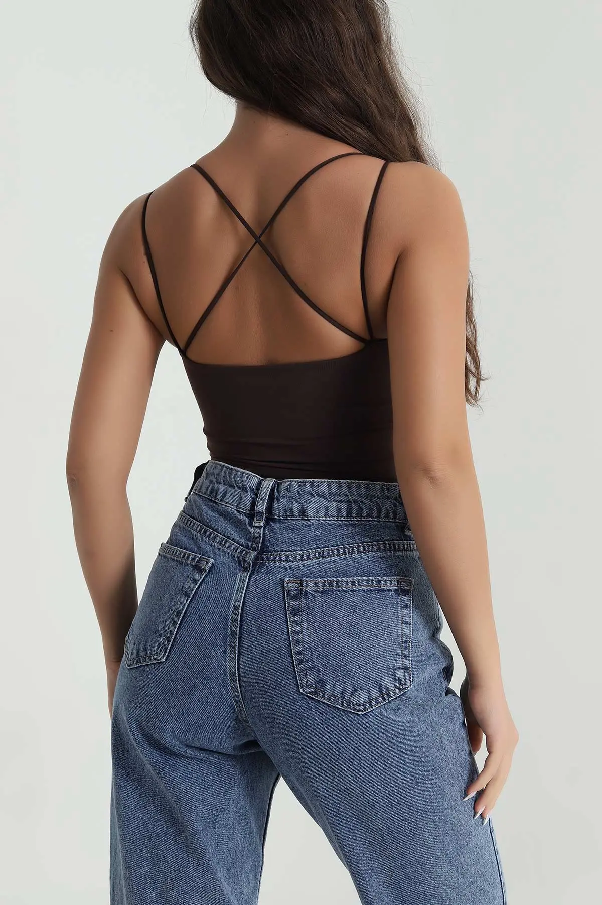 Kahverengi Çıtçıtlı Kadın Zıbın Bluz 485493