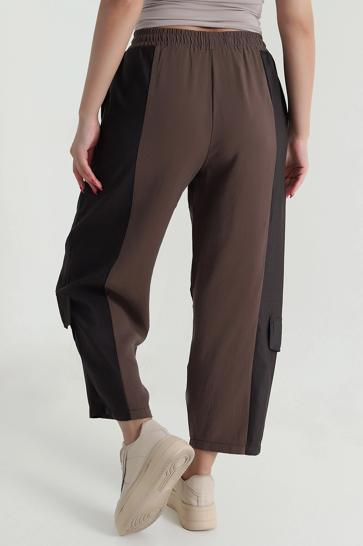 Kahverengi Diagonel Tencel Kadın Kargo Pantolon 475770