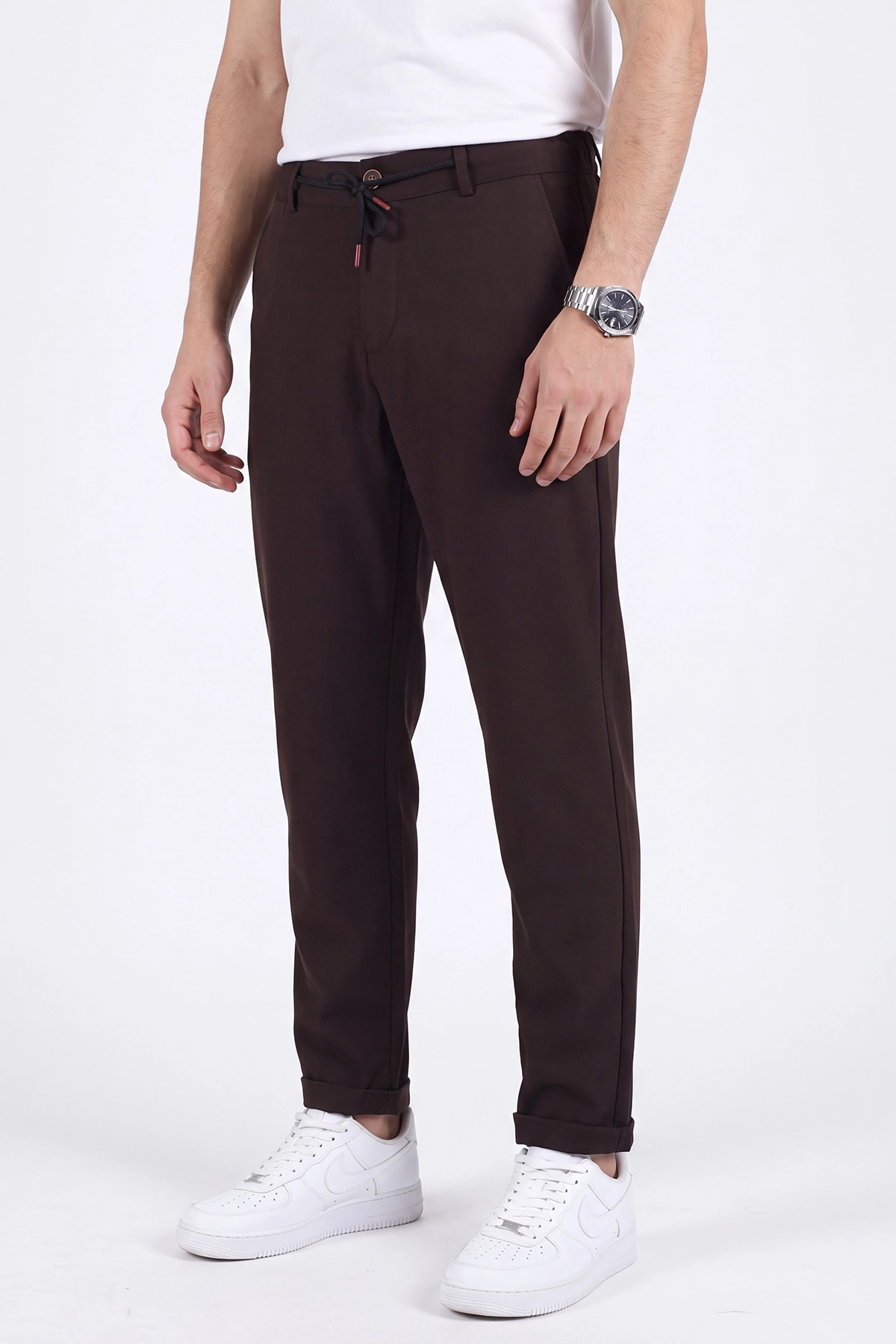 Kahverengi Duble Paça Double Kumaş Pantolon 472201