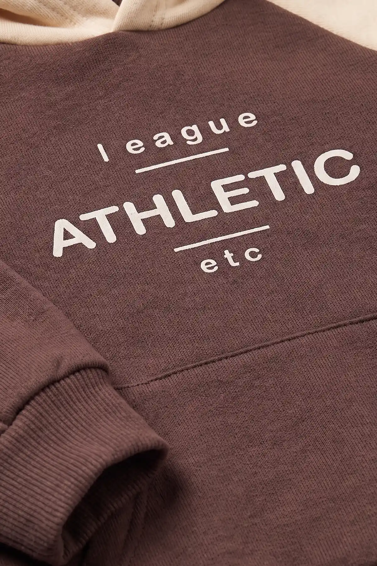 Kahverengi Ekru (2-6  Yaş) Athletic Baskılı Kapüşonlu   3 İp Şardonlu Erkek Çocuk Kışlık Takım 481865