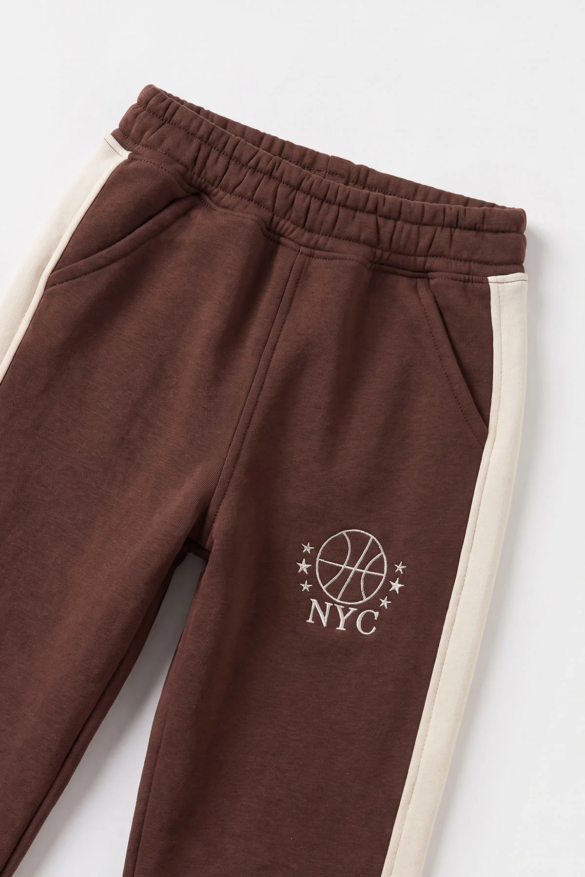 Kahverengi Ekru (5-12 Yaş) Süzene Brooklyn Nakışlı  Garnili 3 İp Şardonlu Erkek Çocuk Kışlık Takım 478788