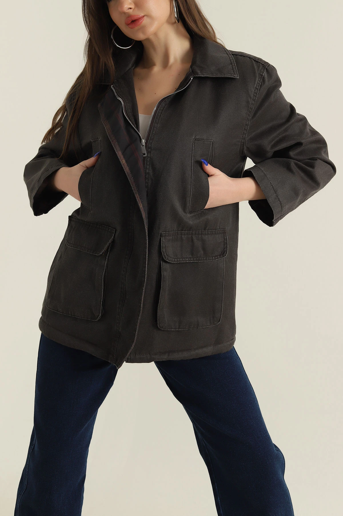Kahverengi Filotalı Barbour İçi Kürklü Mont 427720