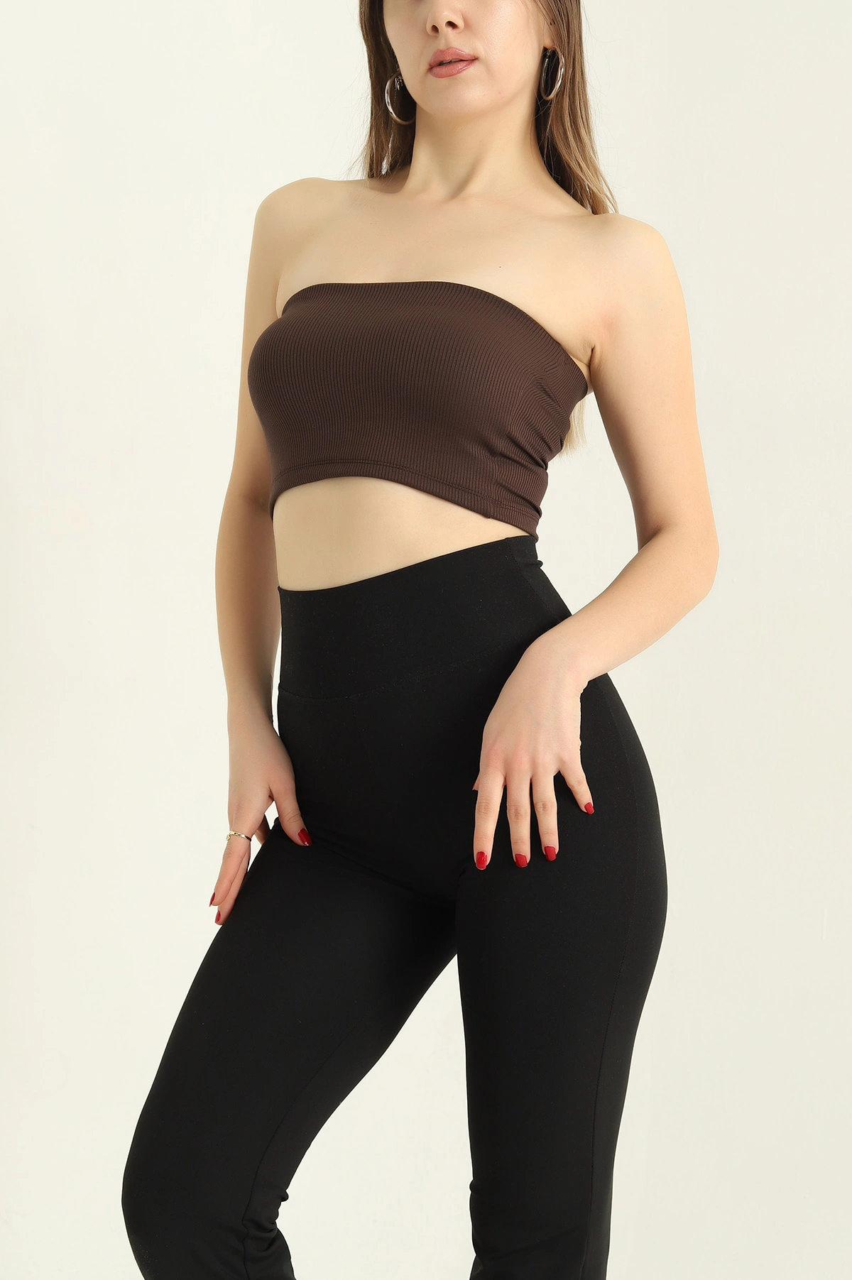 Kahverengi Fitilli Kaplı Straplez Büstiyer 325744