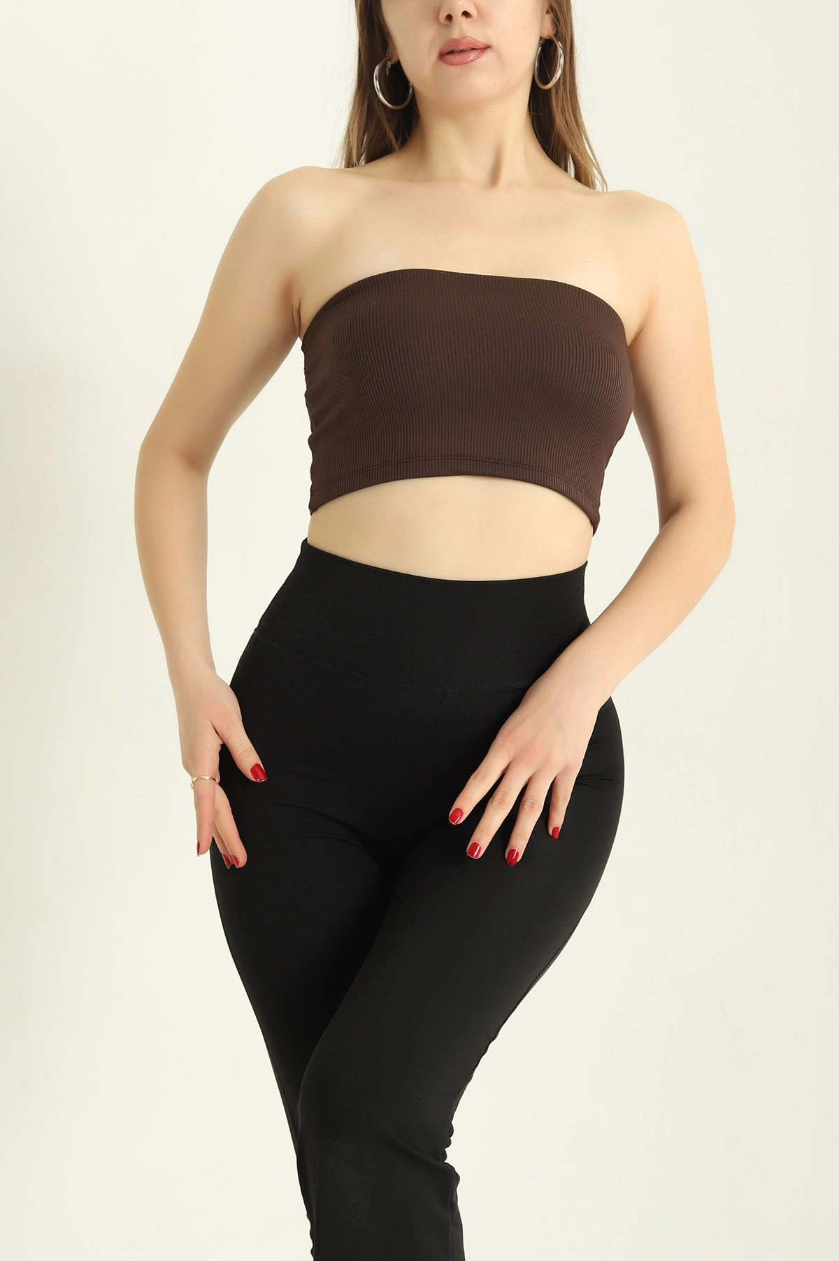 Kahverengi Fitilli Kaplı Straplez Büstiyer 325744