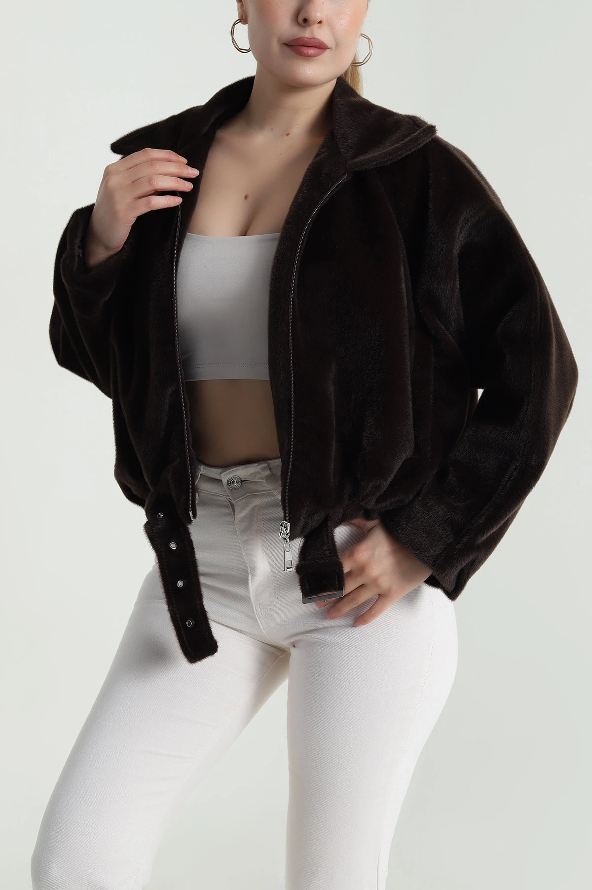 Kahverengi Fox Bomber Kadın Mont 483984