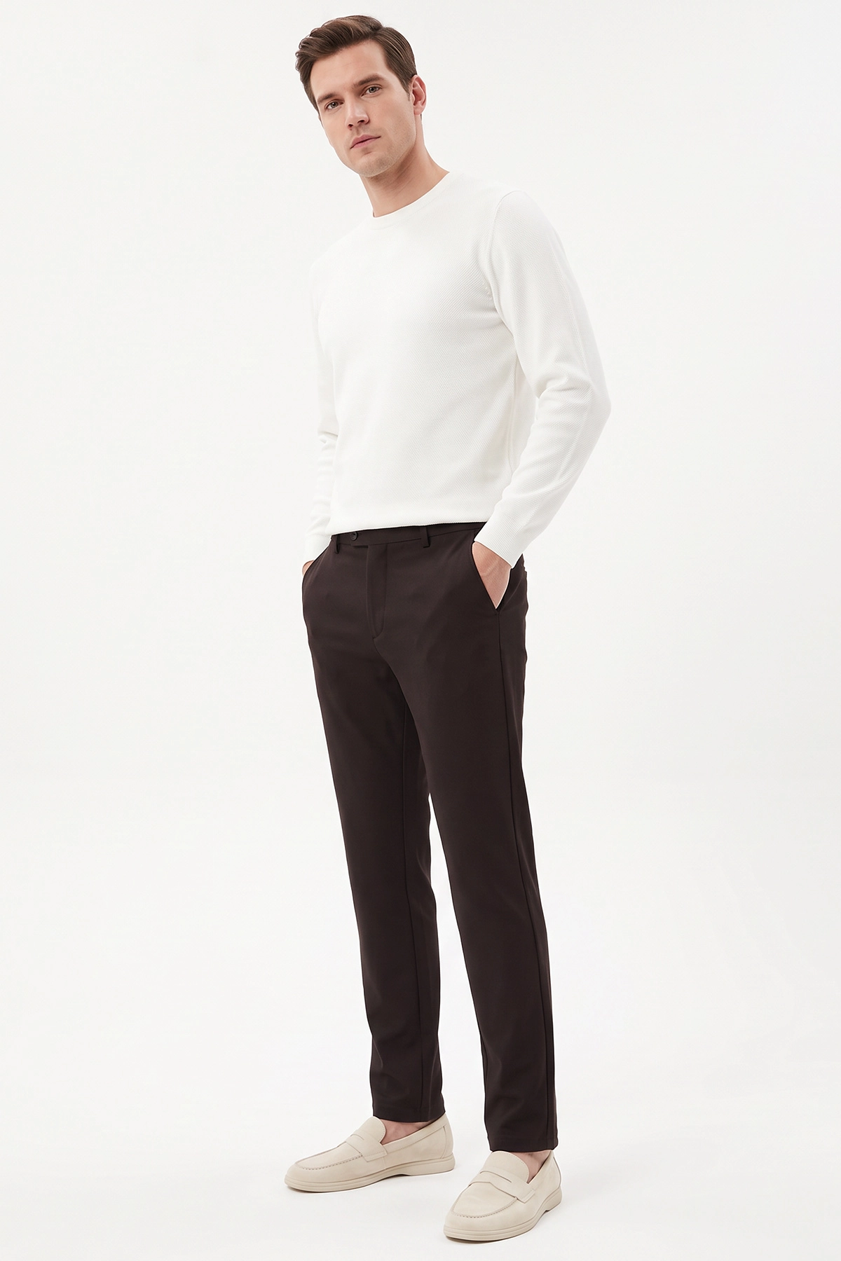 Kahverengi Gabardin Erkek Pantolon 491677