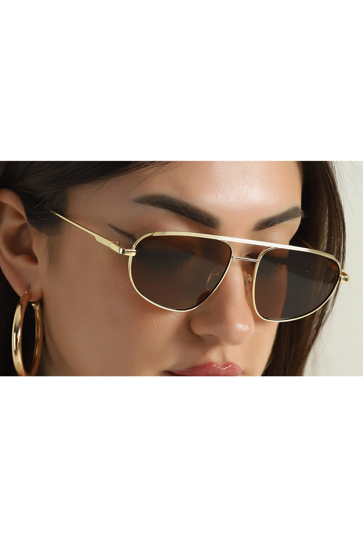 Kahverengi Gold Çerçeveli Unisex Güneş Gözlük 361279