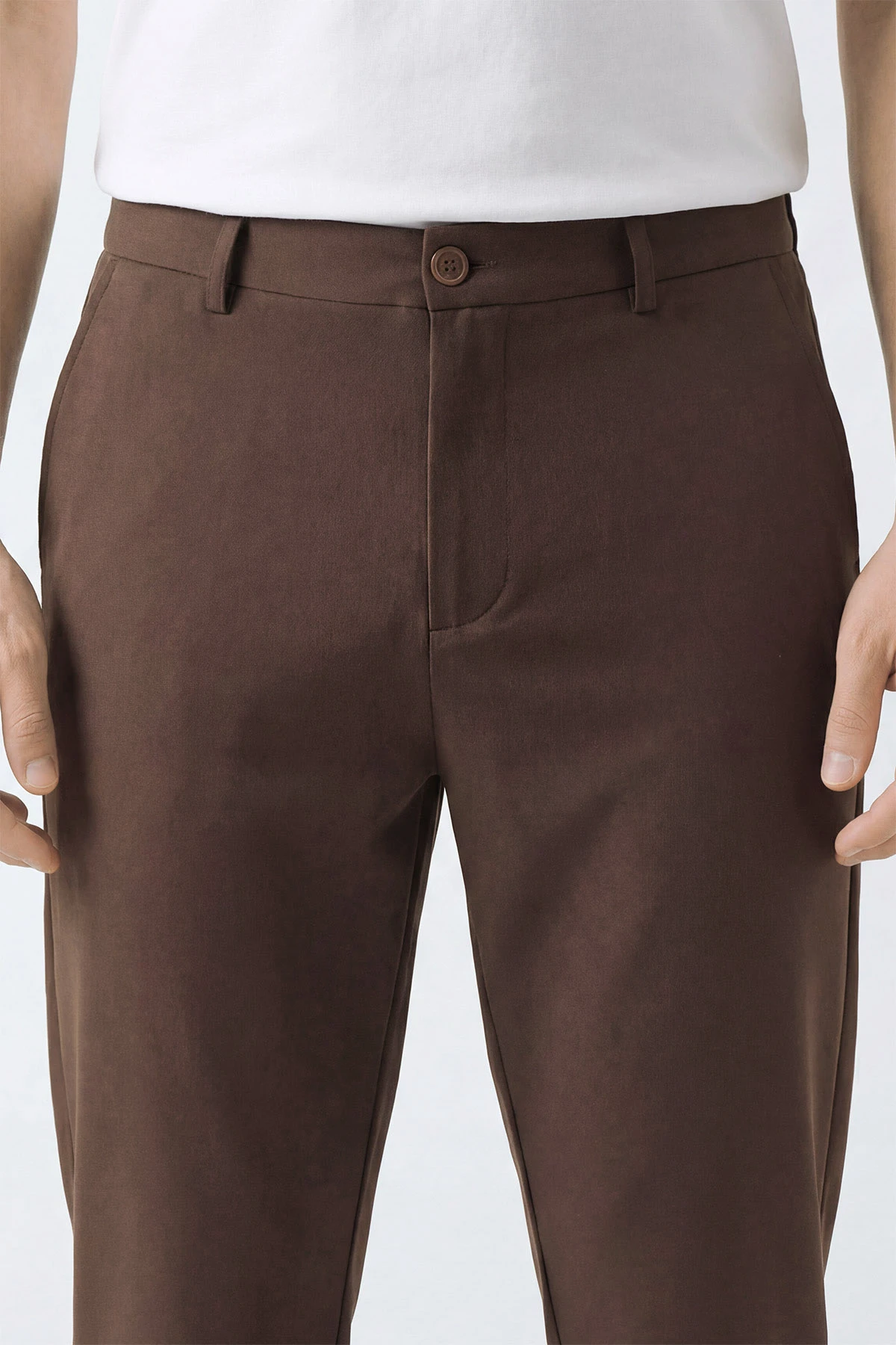Kahverengi Havuç Kesim Paraşüt Kumaş Erkek Pantolon 449964