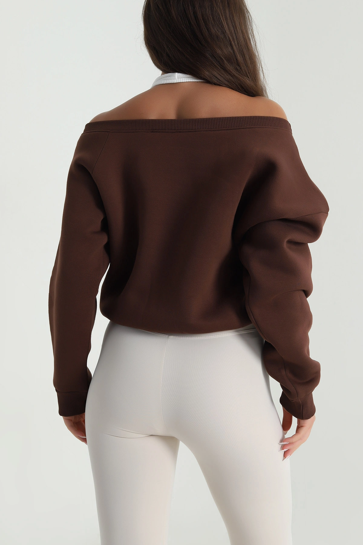 Kahverengi İç Atletli Şardonlu Kadın Sweat 489131