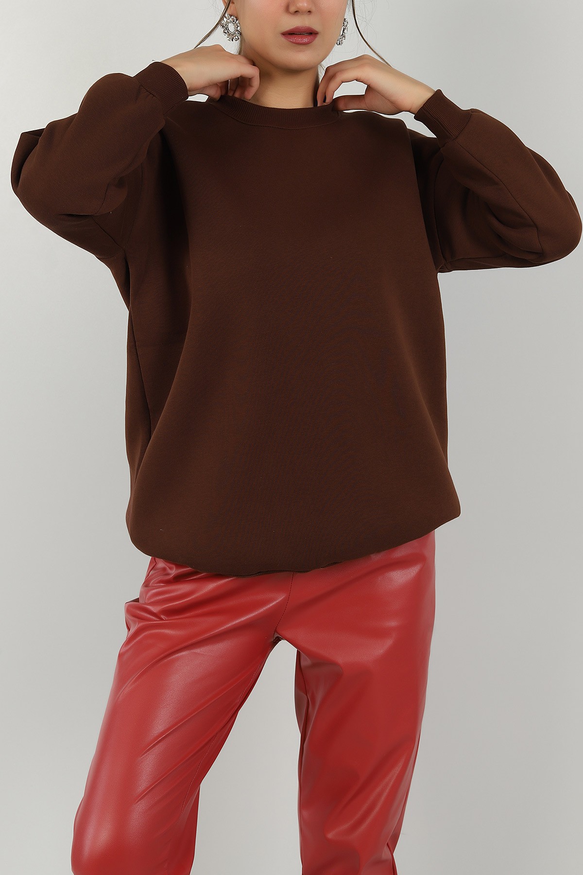 Kahverengi İçi Şardonlu Bayan Sweat 146628