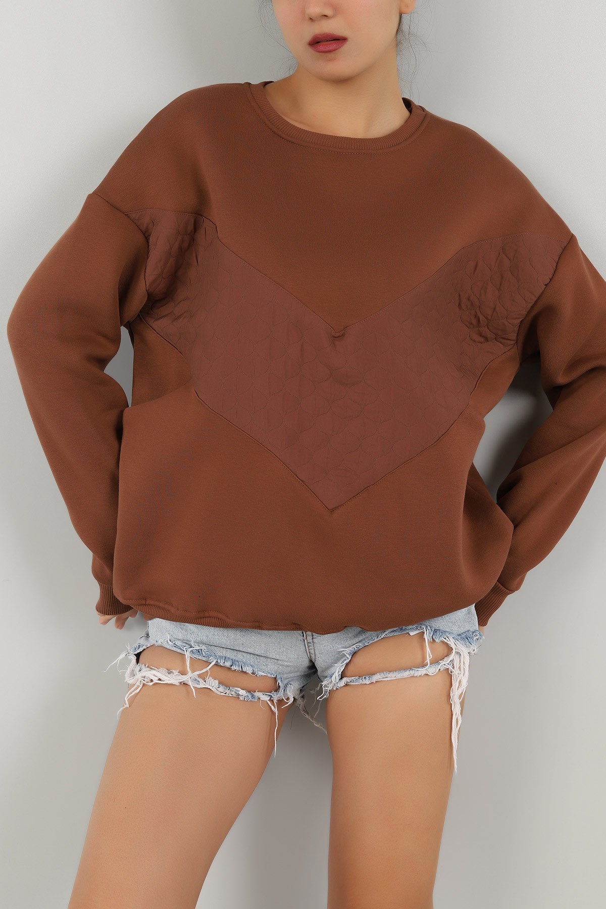 Kahverengi İçi Şardonlu Kapitone Detay Sweat 144142