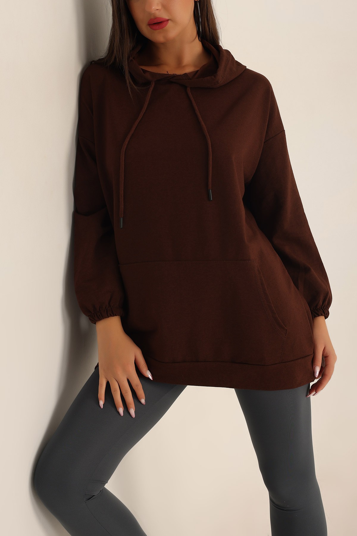 Kahverengi İki İp Bayan Sweat 195617