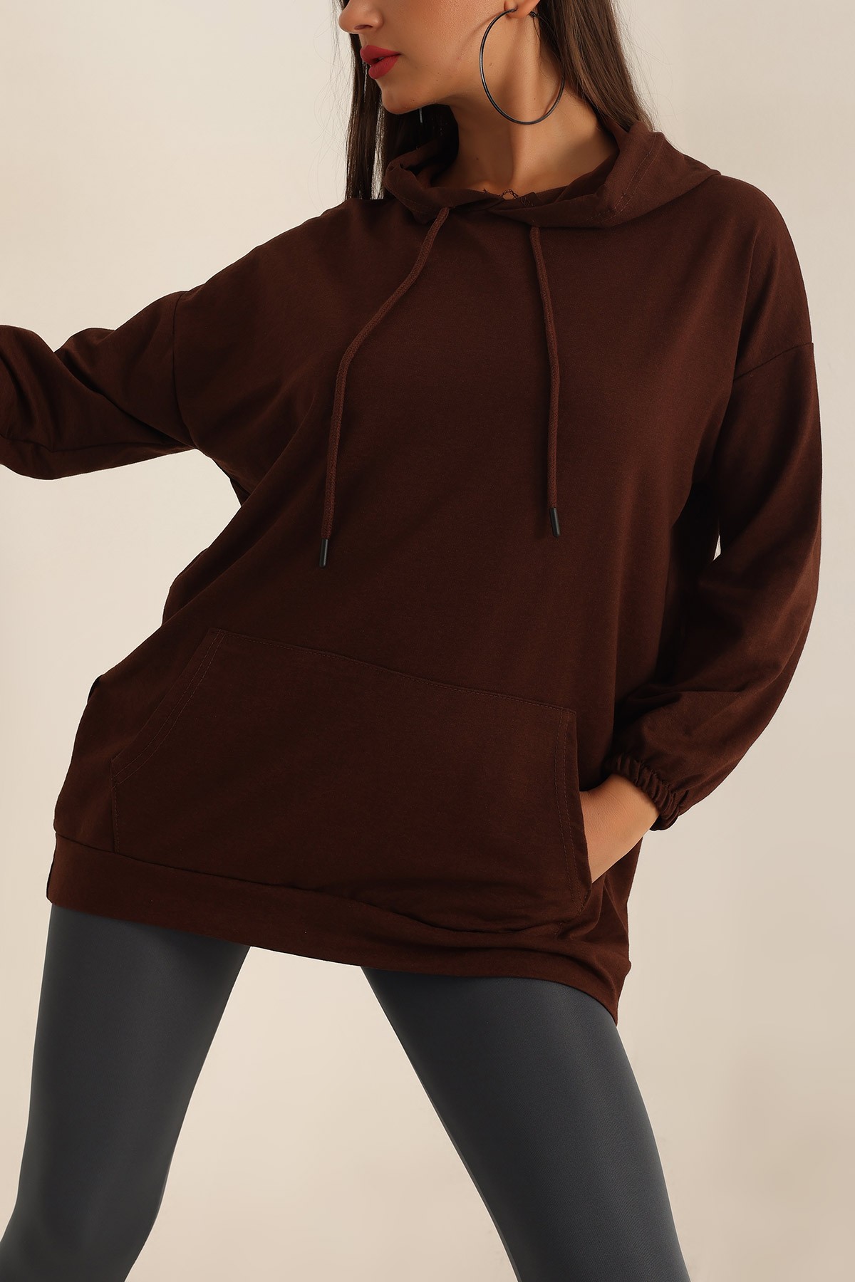 Kahverengi İki İp Bayan Sweat 195617