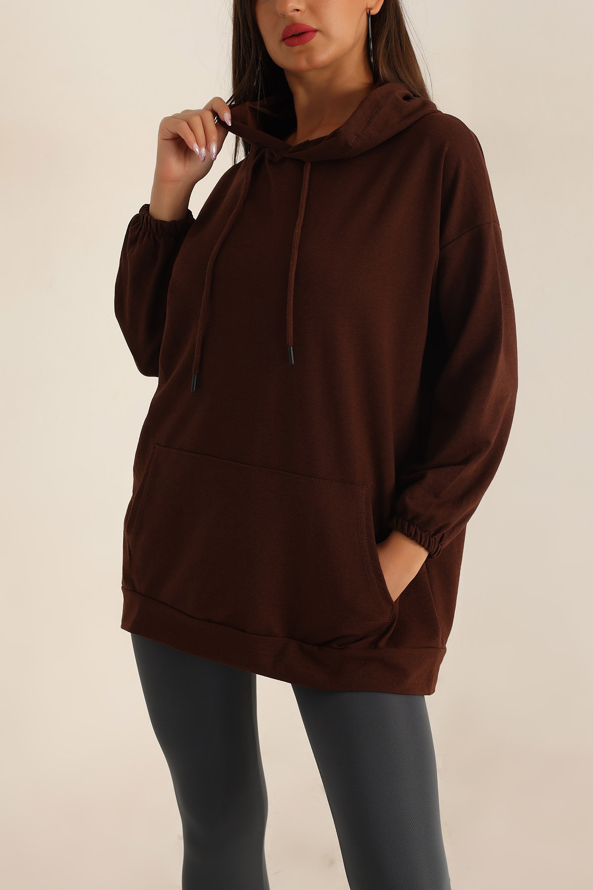 Kahverengi İki İp Bayan Sweat 195617