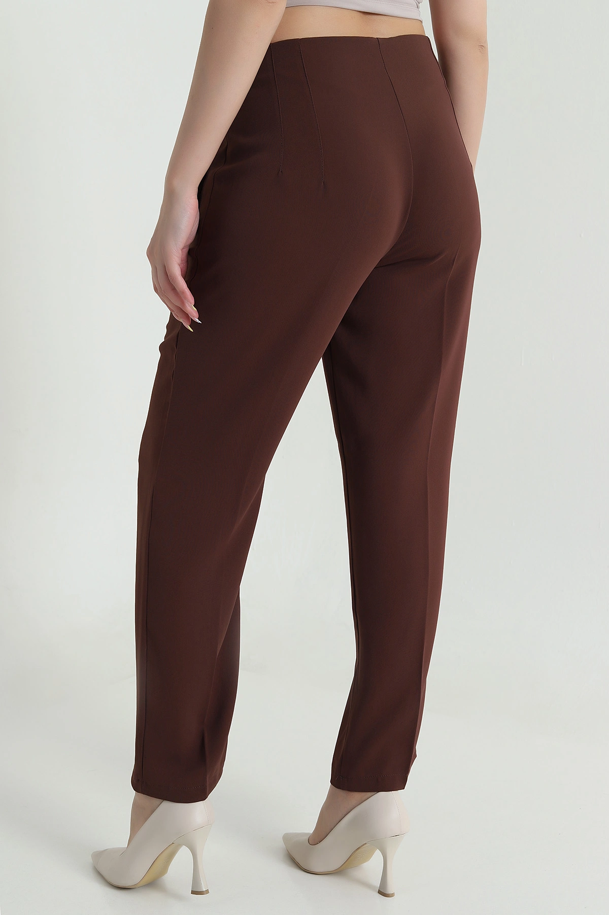Kahverengi İthal Crep Kadın Pantolon 470228