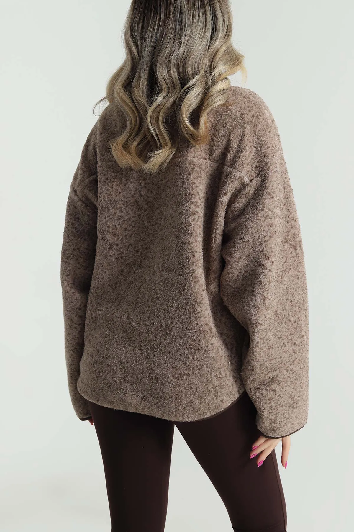 Kahverengi Kangru Cep Detay Teddy Kadın Sweat 482460