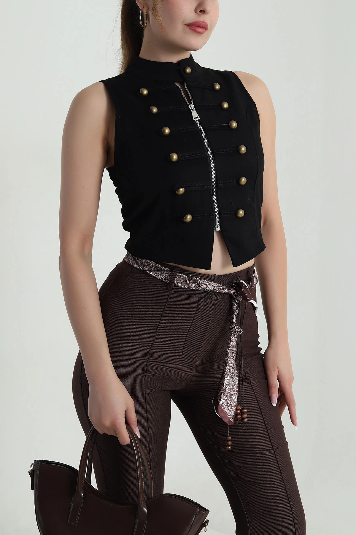 Kahverengi Kemerli Massimo Kadın Pantolon 485984