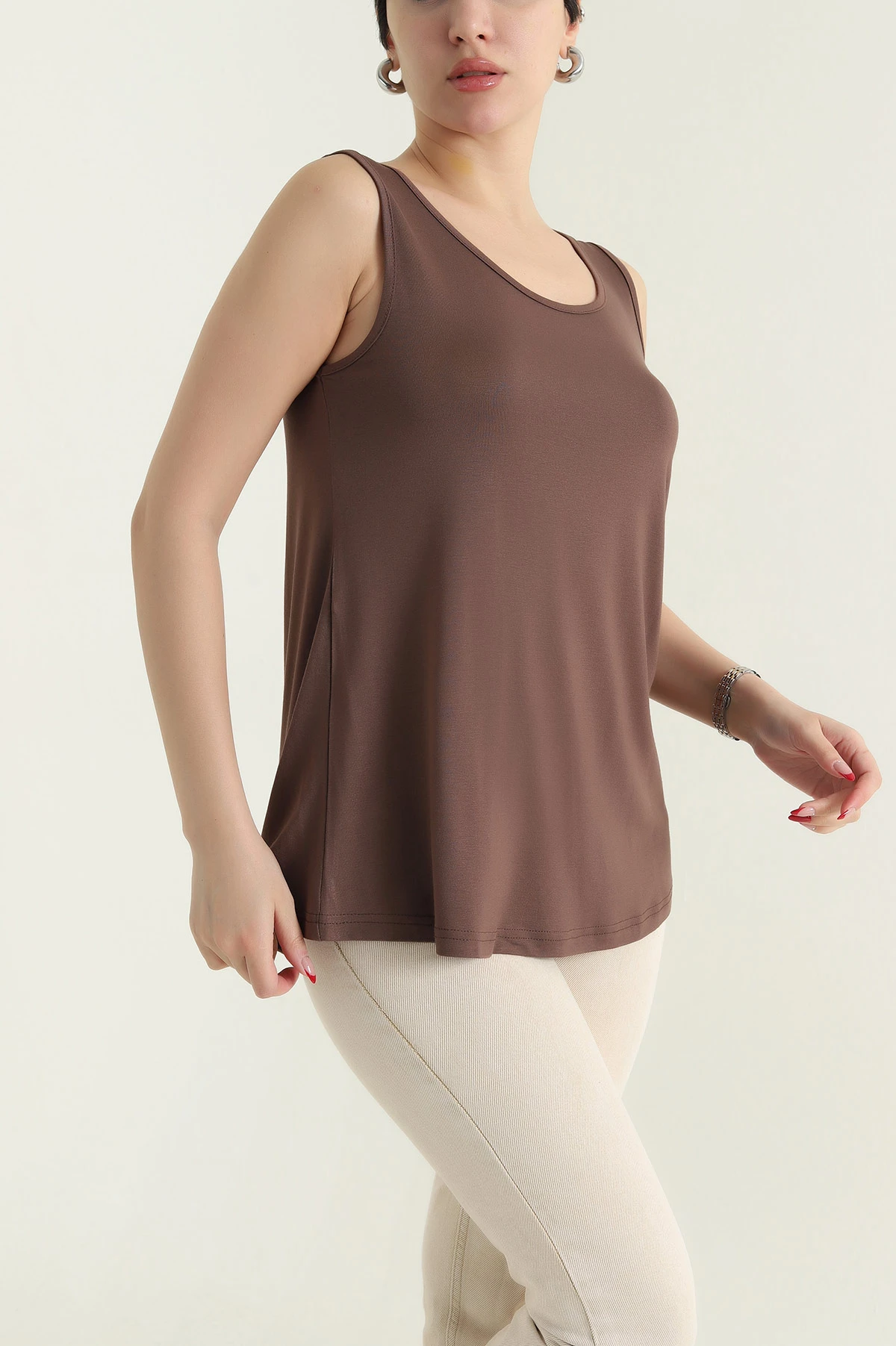 Kahverengi Kolsuz Lİkralı Viskon Atlet 432250
