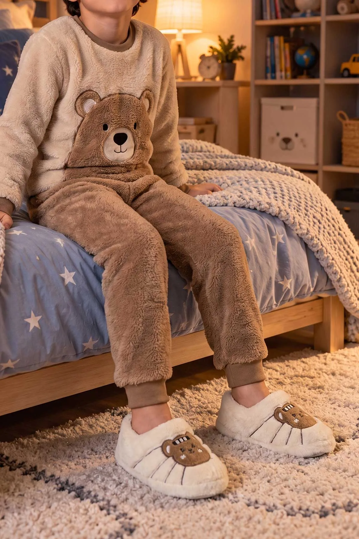 Kahverengi Krem ( 29 - 34 ) Peluş Figürlü Erkek Çocuk Panduf 500321