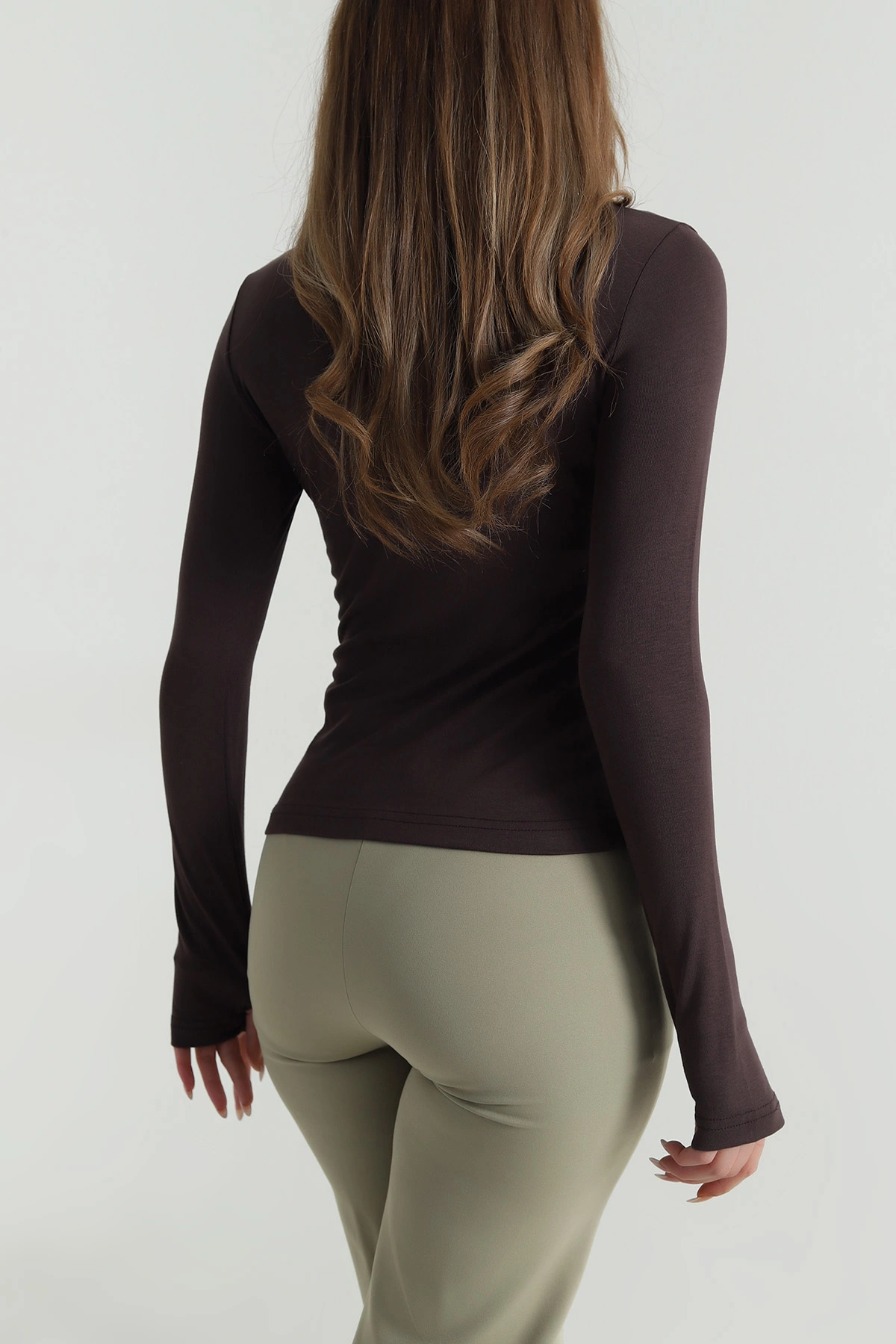 Kahverengi Lİkralı Kadın Body Bluz 488409