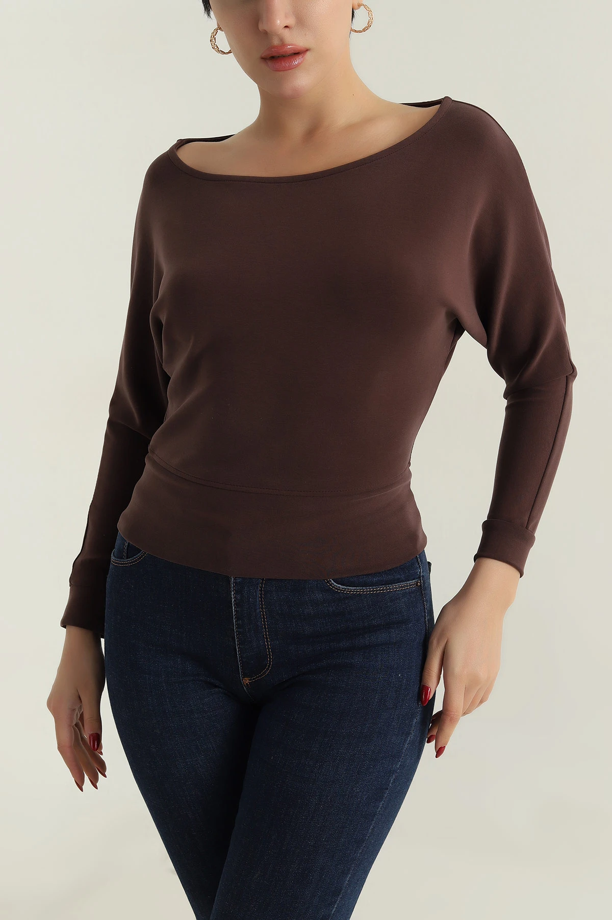 Kahverengi Likralı Modal Kadın Badi 413957