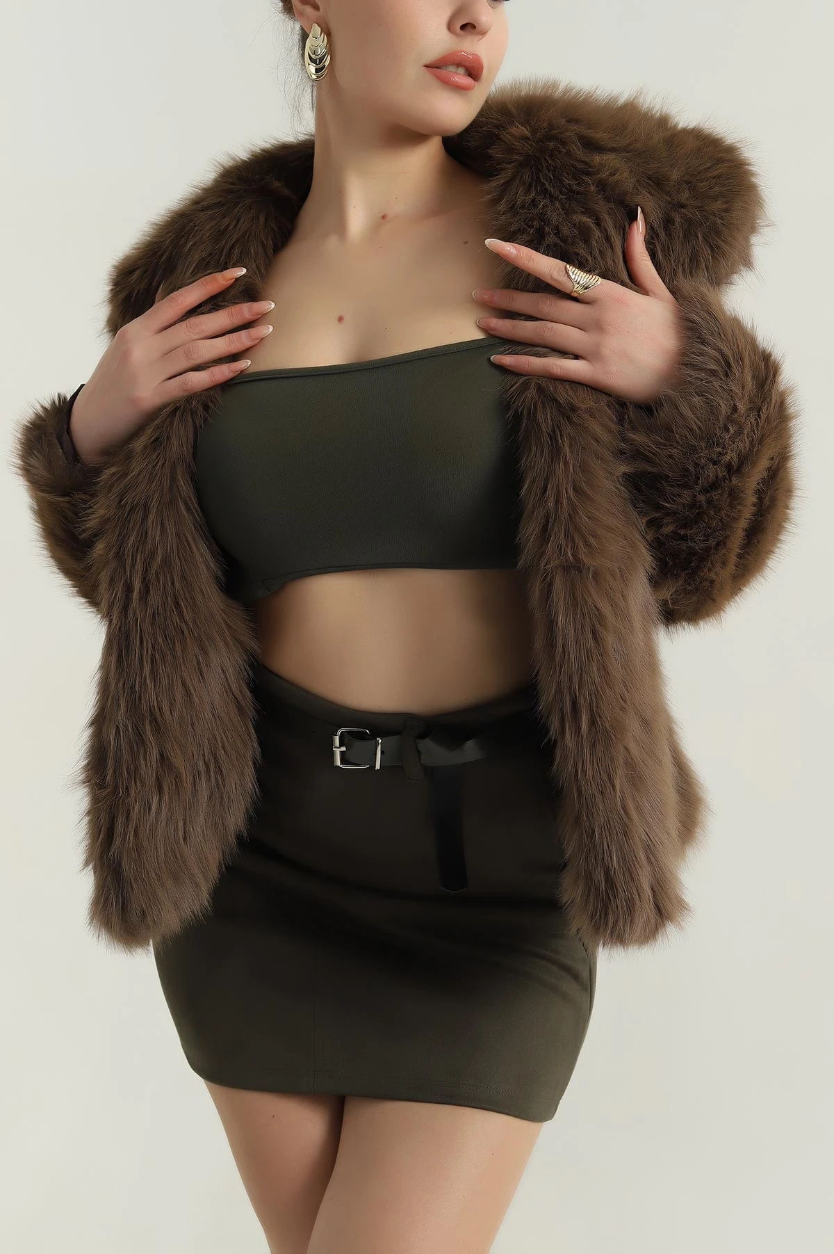 Kahverengi Lolita Kürk Kadın Mont 406846