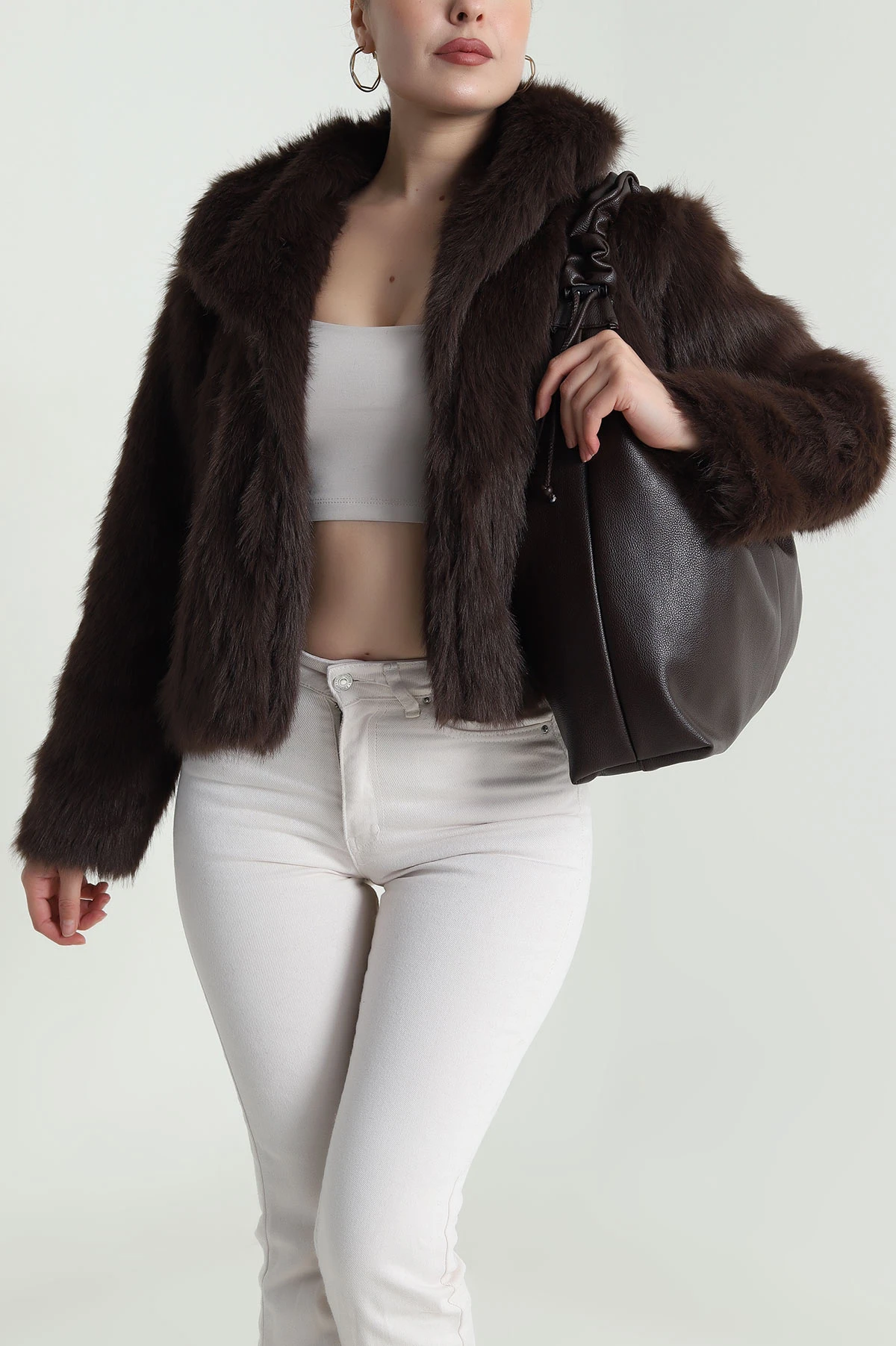 Kahverengi Lolita Kürk Kadın Mont 484158