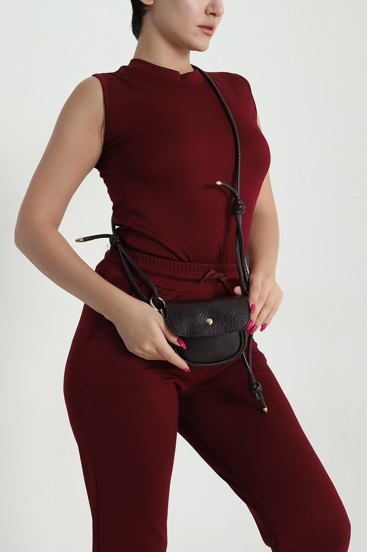 Kahverengi Mini Boy Bilek Askılı Kadın El ve Omuz Çantası 479884