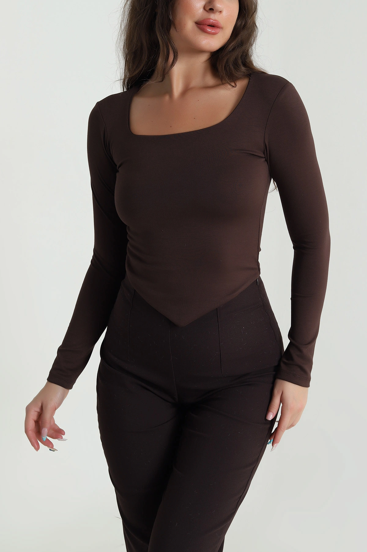 Kahverengi Modal Kadın Bluz 484363
