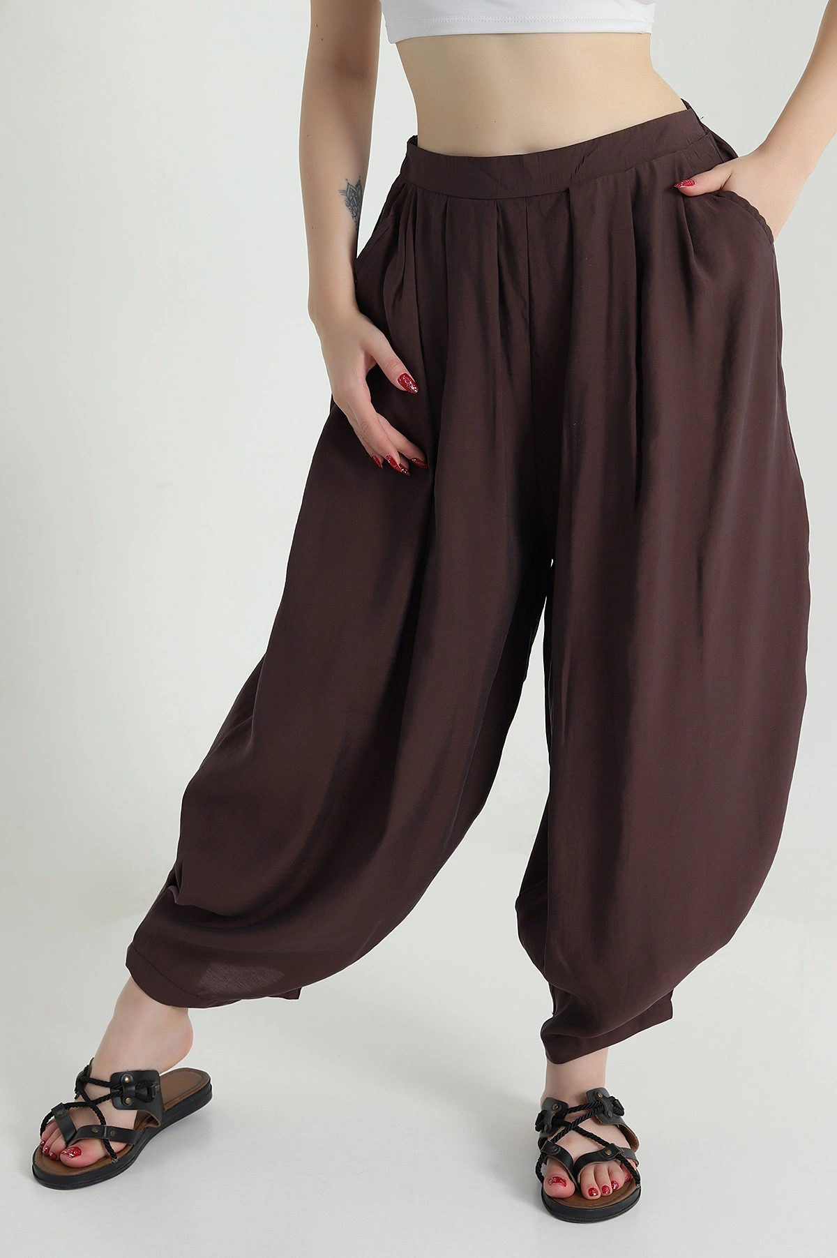 Kahverengi Modal Şalvar Kadın Pantolon 473549
