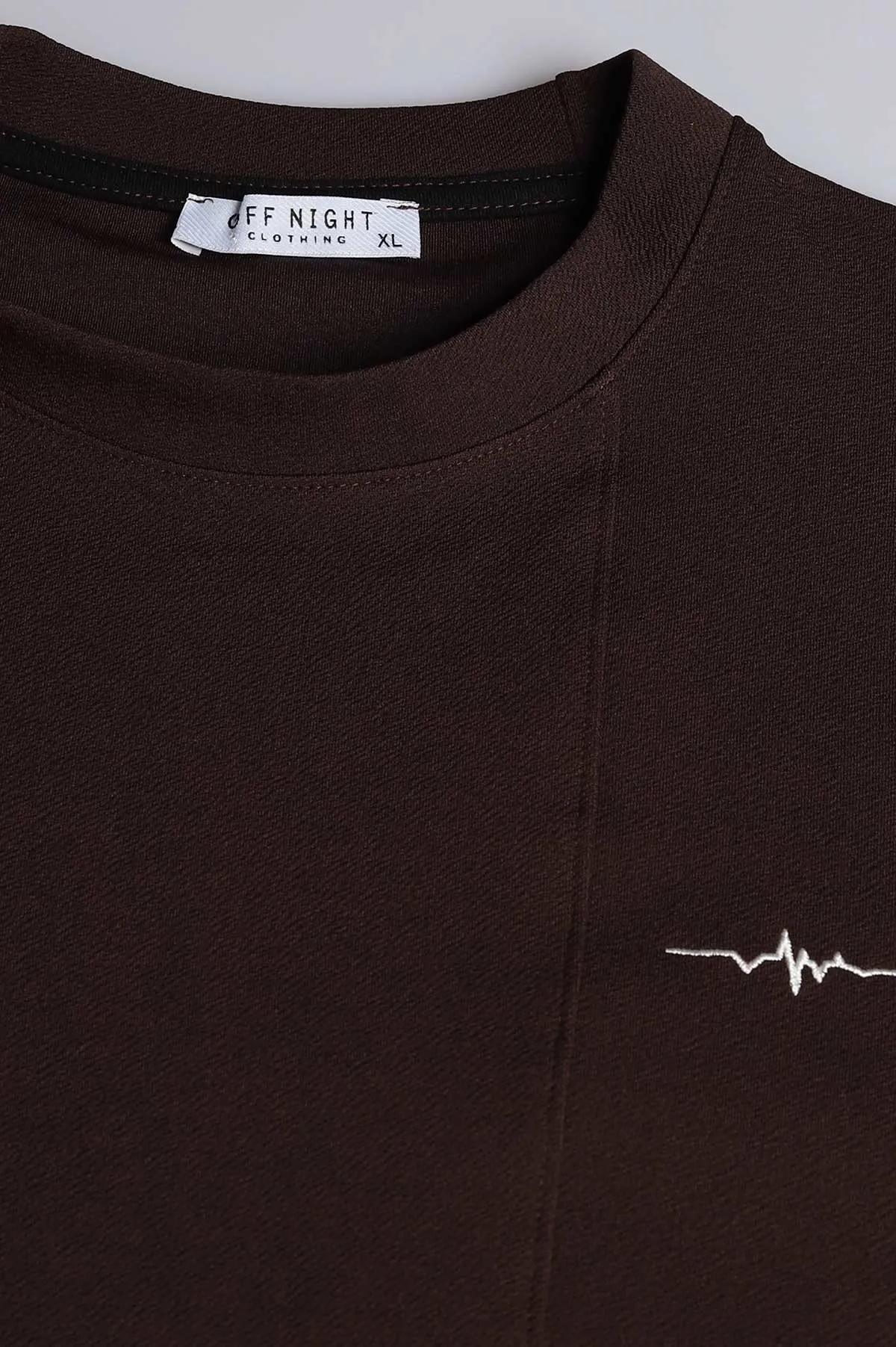 Kahverengi Nakış Detaylı Bisiklet Yaka Erkek Sweatshirt 396257