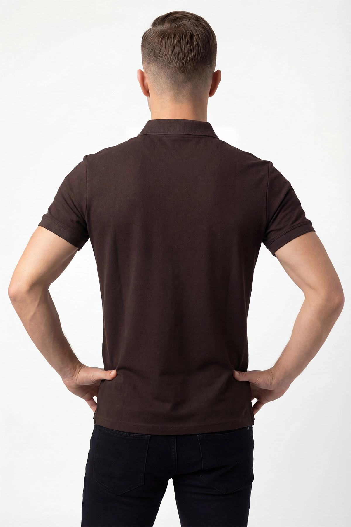 Kahverengi Osyho Kumaş Polo Yaka Erkek Tişört 433117