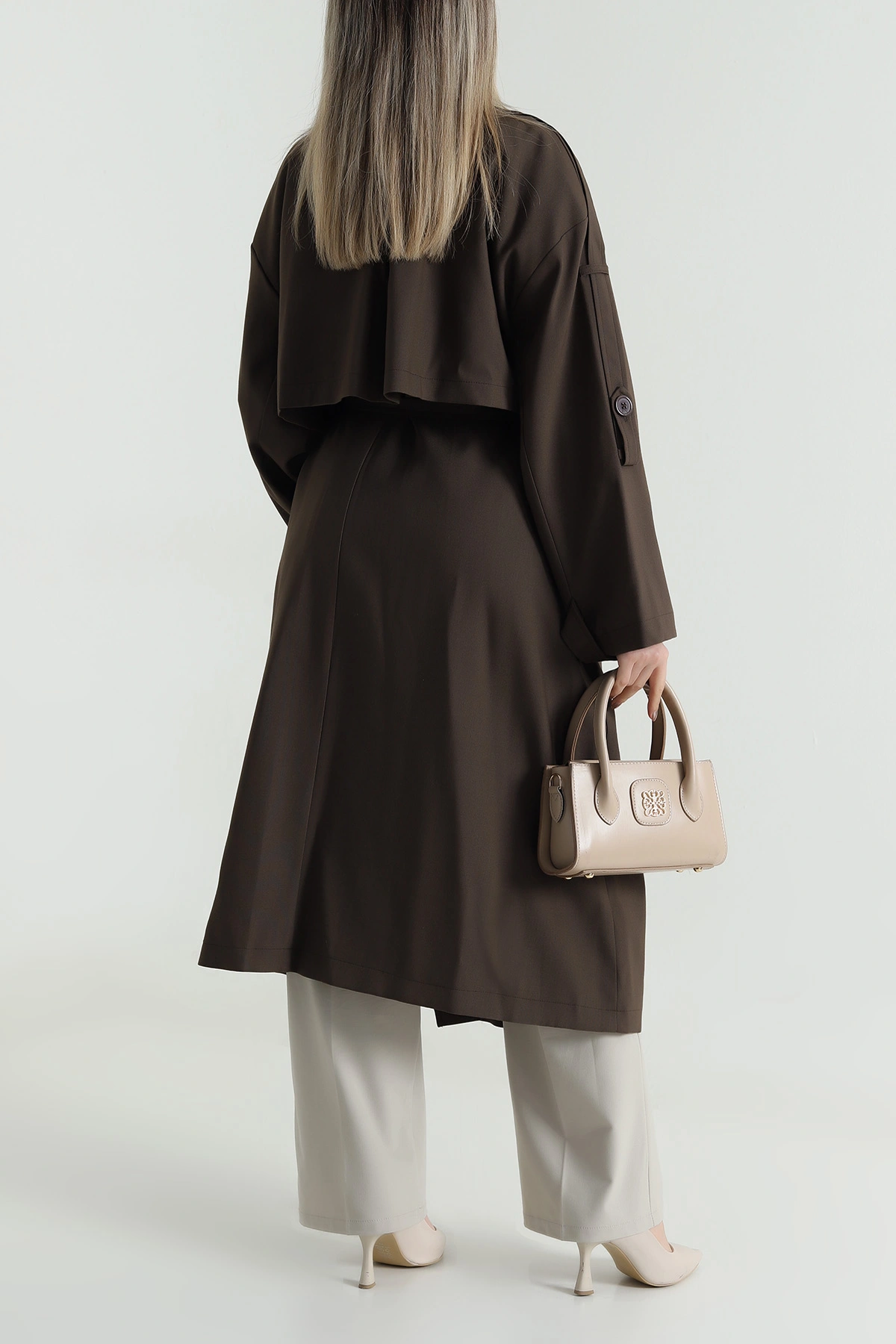 Kahverengi Oversize Bezayağı Kadın Trenç 488821