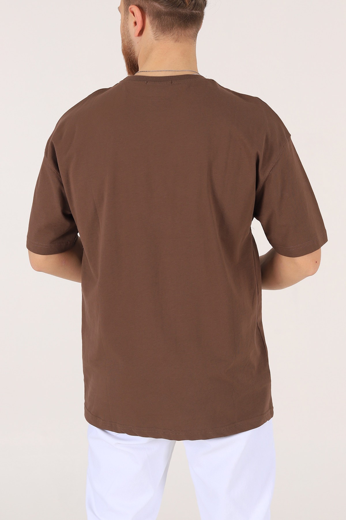 Kahverengi Oversize Erkek Tişört 170995