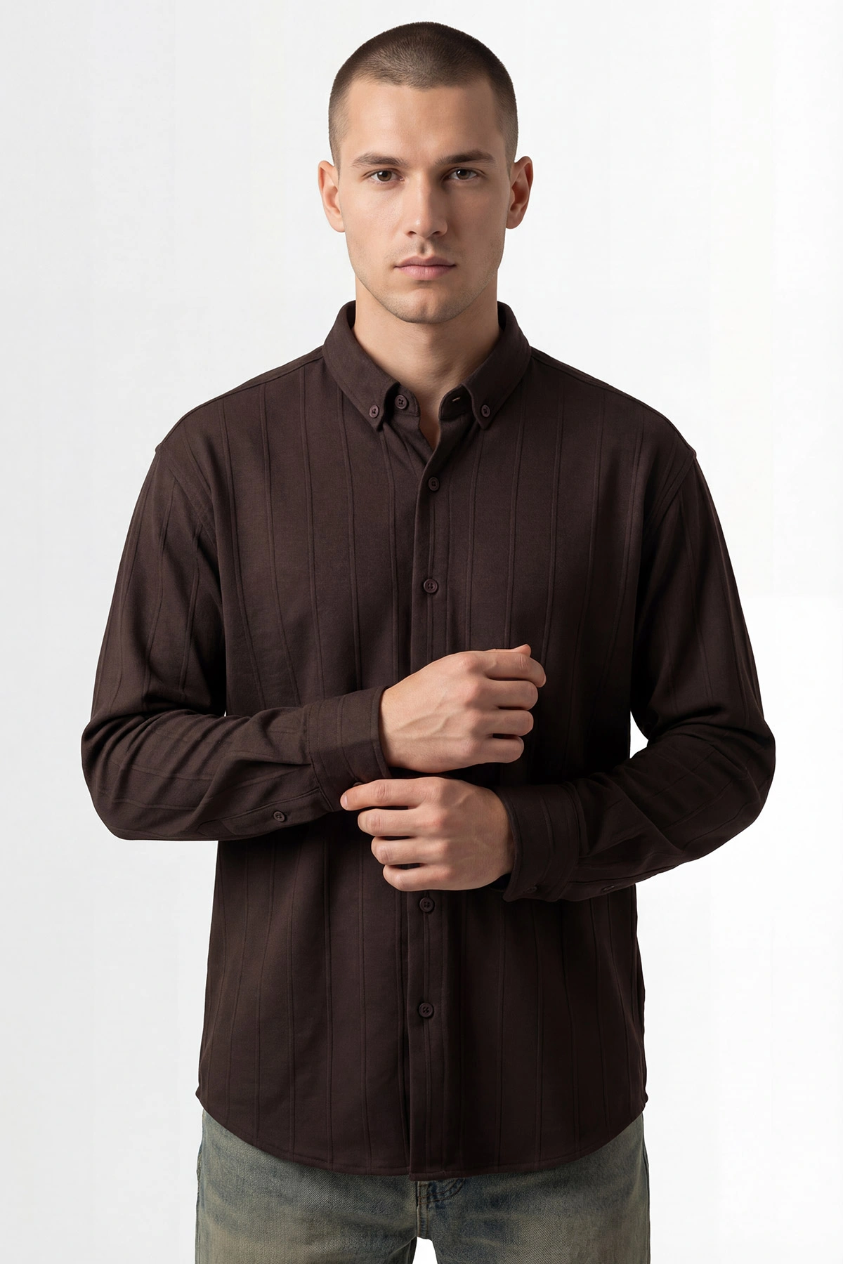 Kahverengi Oversize Yeni Sezon Erkek Gömlek 448977