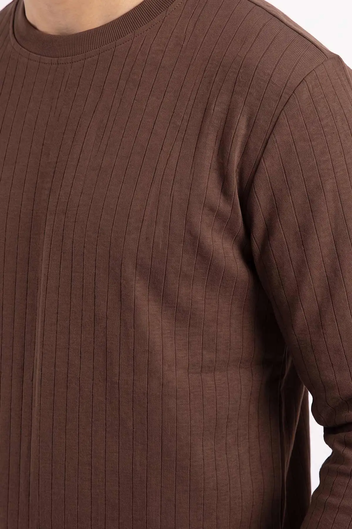 Kahverengi Oysho Kumaş Çizgili Erkek Sweatshirt 482840